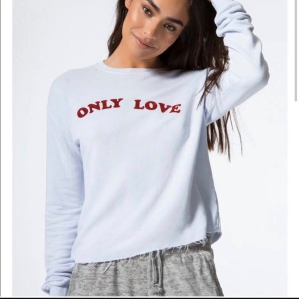 Spiritual Gangster Light Blue Sweatshirt with Red "ONLY LOVE" Print